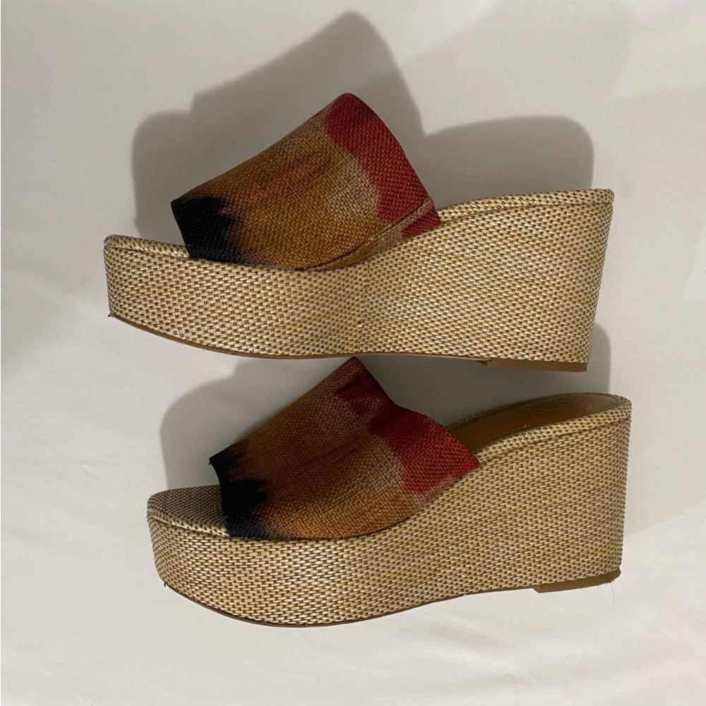 Vince Camuto Gadgen Wedge Sandals Tie Dye Hippie Boho Chunky Size 9.5 M (41) - Picture 8 of 12